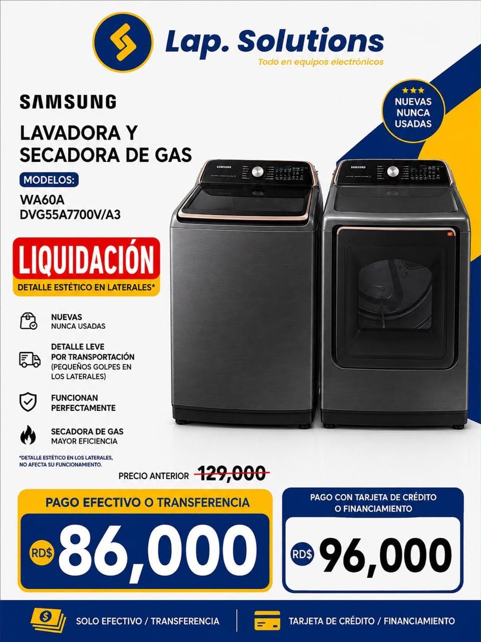 Samsung Lavadora y Secadora de Gas (set)