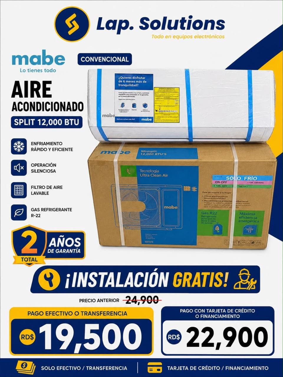 Mabe Aire Acondicionado Split Convencional 12,000 BTU